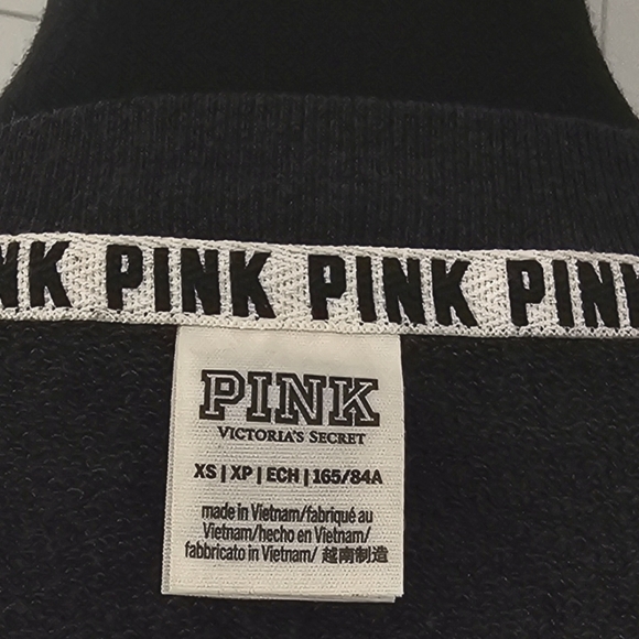 PINK gray crew neck crop sweatshirt - Picture 4 of 5